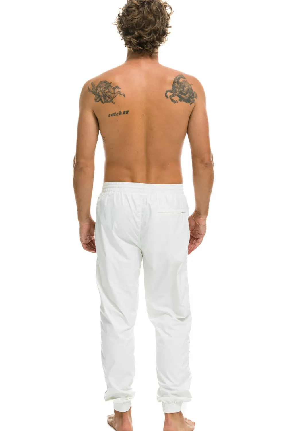 Wind Breakers | Aviator Nation MEN'S 4 STRIPE WIND PANT - WHITE