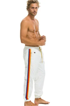 Wind Breakers | Aviator Nation MEN'S 4 STRIPE WIND PANT - WHITE