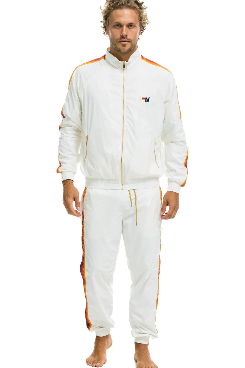 Wind Breakers | Aviator Nation MEN'S 4 STRIPE WIND PANT - WHITE