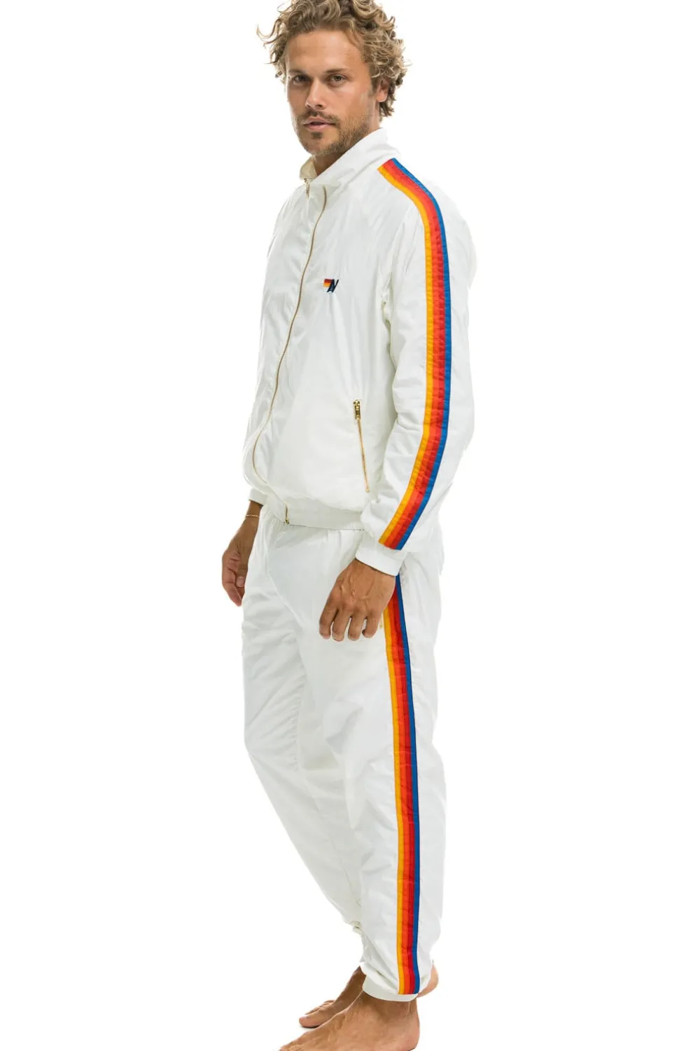 Wind Breakers | Aviator Nation MEN'S 4 STRIPE WIND PANT - WHITE