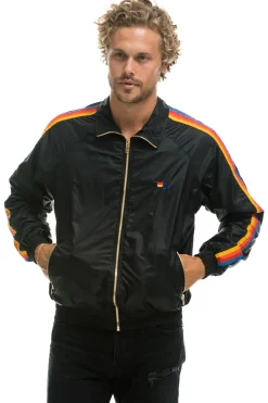 Wind Breakers | Aviator Nation MEN'S 4 STRIPE WINDBREAKER - BLACK
