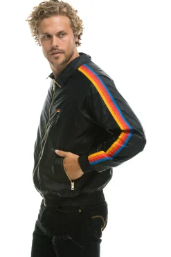 Wind Breakers | Aviator Nation MEN'S 4 STRIPE WINDBREAKER - BLACK