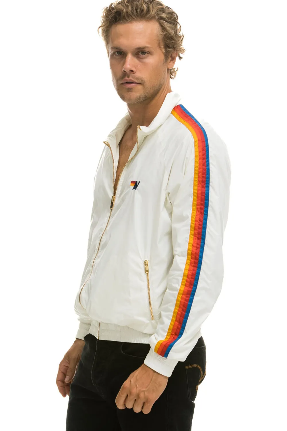 Wind Breakers | Aviator Nation MEN'S 4 STRIPE WINDBREAKER - WHITE