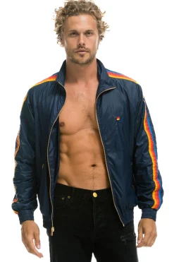 Wind Breakers | Aviator Nation MEN'S 4 STRIPE WINDBREAKER - NAVY