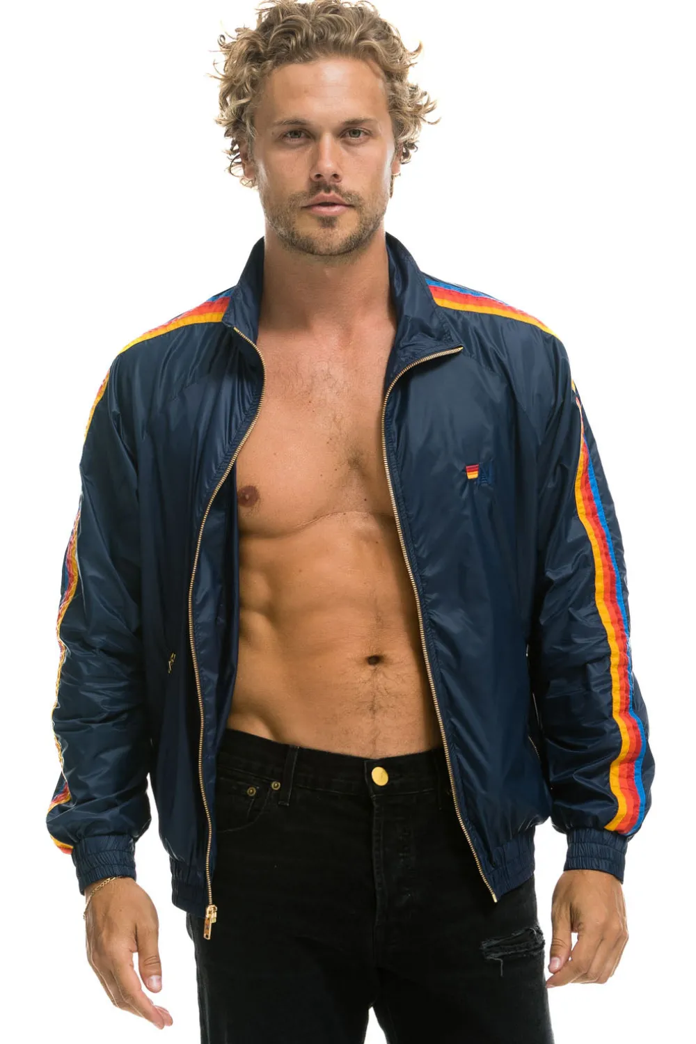 Wind Breakers | Aviator Nation MEN'S 4 STRIPE WINDBREAKER - NAVY