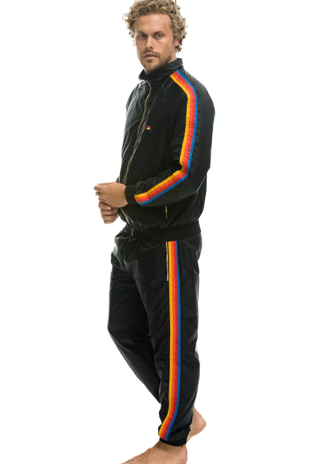 Wind Breakers | Aviator Nation MEN'S 4 STRIPE WINDBREAKER - BLACK