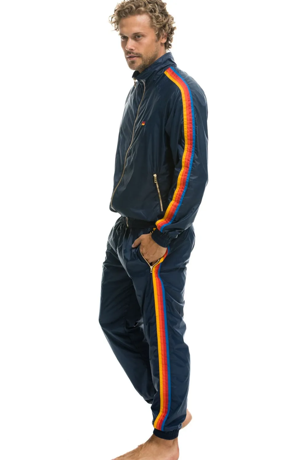 Wind Breakers | Aviator Nation MEN'S 4 STRIPE WINDBREAKER - NAVY