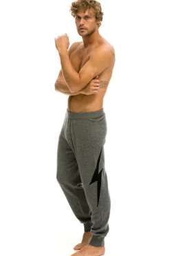 Sweatpants | Aviator Nation MEN'S BOLT CASHMERE LIGHT SWEATER PANT- DEEP HEATHER // BLACK BOLT DEEPHEATHER//BLACKBOLTMen'sSweatpantsAviatorNation