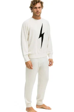 Sweatpants | Aviator Nation MEN'S BOLT CASHMERE LIGHT SWEATER PANT- VINTAGE WHITE // BLACK BOLT VINTAGEWHITE//BLACKBOLTMen'sSweatpantsAviatorNation