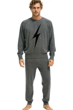 Sweatpants | Aviator Nation MEN'S BOLT CASHMERE LIGHT SWEATER PANT- DEEP HEATHER // BLACK BOLT DEEPHEATHER//BLACKBOLTMen'sSweatpantsAviatorNation