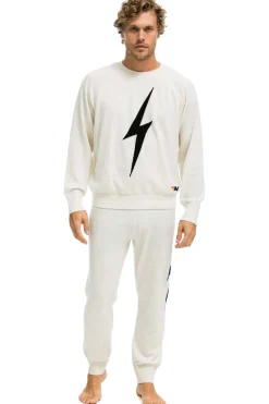 Sweatpants | Aviator Nation MEN'S BOLT CASHMERE LIGHT SWEATER PANT- VINTAGE WHITE // BLACK BOLT VINTAGEWHITE//BLACKBOLTMen'sSweatpantsAviatorNation