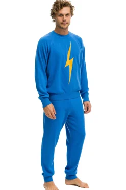 Sweatpants | Aviator Nation MEN'S BOLT CASHMERE LIGHT SWEATER PANT- VINTAGE BLUE // GOLD BOLT VINTAGEBLUE//GOLDBOLTMen'sSweatpantsAviatorNation