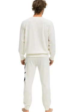 Sweatpants | Aviator Nation MEN'S BOLT CASHMERE LIGHT SWEATER PANT- VINTAGE WHITE // BLACK BOLT VINTAGEWHITE//BLACKBOLTMen'sSweatpantsAviatorNation
