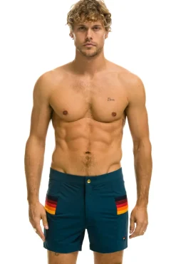 Boardshorts | Shorts | Aviator Nation MEN'S HORIZONTAL 5 STRIPE FLEX SHORTS - DEEP OCEAN DEEPOCEAN
