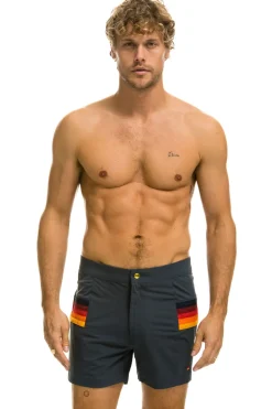 Boardshorts | Shorts | Aviator Nation MEN'S HORIZONTAL 5 STRIPE FLEX SHORTS - TITANIUM