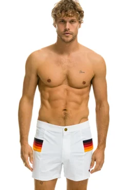 Boardshorts | Shorts | Aviator Nation MEN'S HORIZONTAL 5 STRIPE FLEX SHORTS - WHITE