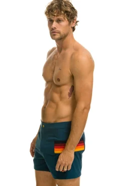 Boardshorts | Shorts | Aviator Nation MEN'S HORIZONTAL 5 STRIPE FLEX SHORTS - DEEP OCEAN DEEPOCEAN