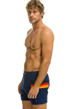Boardshorts | Shorts | Aviator Nation MEN'S HORIZONTAL 5 STRIPE FLEX SHORTS - NAVY