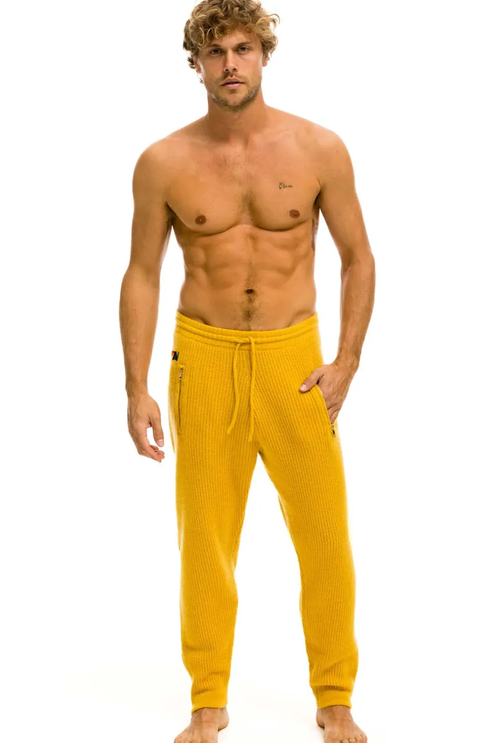 Sweatpants | Aviator Nation MEN'S VINTAGE CABIN CASHMERE SWEATER PANT- GOLD GOLDWOMENSAviatorNation