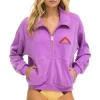 Sweatshirts | Sweatshirts | Aviator Nation MOUNTAIN EMBROIDERY HALF ZIP SWEATSHIRT - NEON PURPLE NEONPURPLE