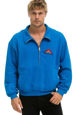 Sweatshirts | Sweatshirts | Aviator Nation MOUNTAIN EMBROIDERY HALF ZIP SWEATSHIRT - OCEAN