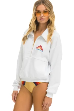 Sweatshirts | Sweatshirts | Aviator Nation MOUNTAIN EMBROIDERY HALF ZIP SWEATSHIRT - WHITE