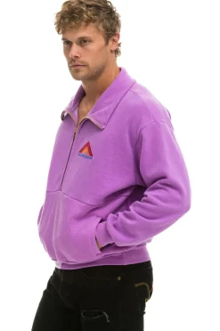 Sweatshirts | Sweatshirts | Aviator Nation MOUNTAIN EMBROIDERY HALF ZIP SWEATSHIRT - NEON PURPLE NEONPURPLE