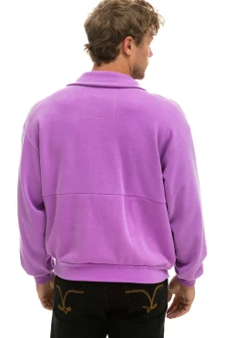 Sweatshirts | Sweatshirts | Aviator Nation MOUNTAIN EMBROIDERY HALF ZIP SWEATSHIRT - NEON PURPLE NEONPURPLE