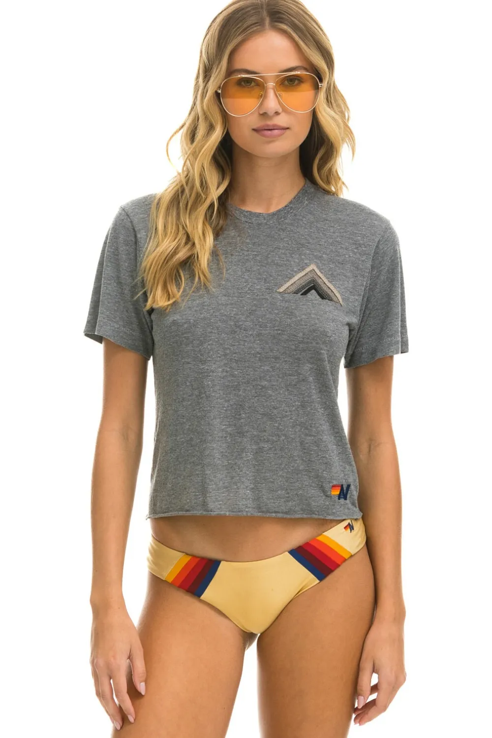 Boyfriend Tees | Tees | Aviator Nation MOUNTAIN STITCH BOYFRIEND TEE - HEATHER GREY // GREY HEATHERGREY//GREY