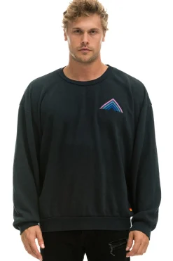 Sweatshirts | Sweatshirts | Aviator Nation MOUNTAIN STITCH RELAXED CREW SWEATSHIRT - CHARCOAL // BLUE // PURPLE CHARCOAL//BLUE//PURPLE