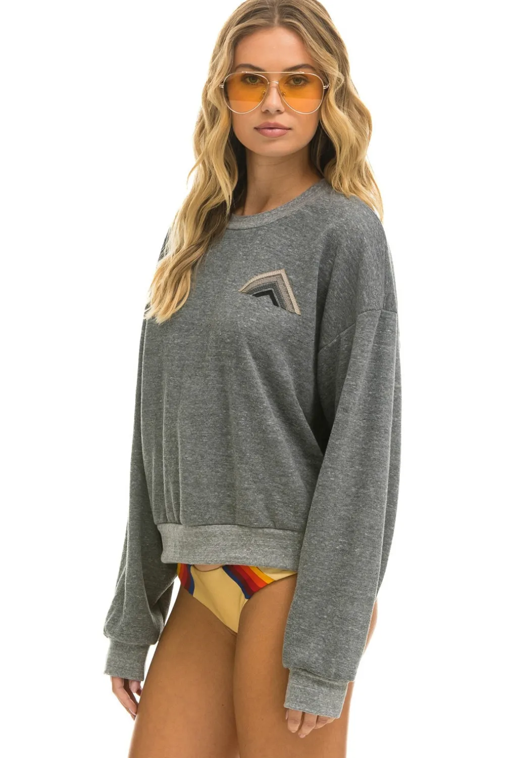 Sweatshirts | Sweatshirts | Aviator Nation MOUNTAIN STITCH RELAXED CREW SWEATSHIRT - HEATHER // GREY HEATHER//GREY