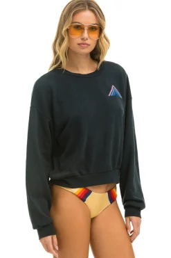 Sweatshirts | Sweatshirts | Aviator Nation MOUNTAIN STITCH RELAXED CREW SWEATSHIRT - CHARCOAL // BLUE // PURPLE CHARCOAL//BLUE//PURPLE