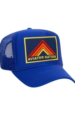 Trucker Hats | Trucker Hats | Aviator Nation MOUNTAIN STRIPE VINTAGE TRUCKER HAT
