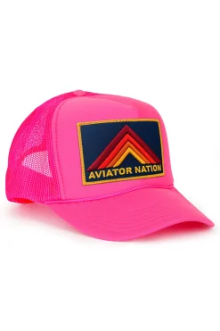 Trucker Hats | Trucker Hats | Aviator Nation MOUNTAIN STRIPE VINTAGE TRUCKER HAT