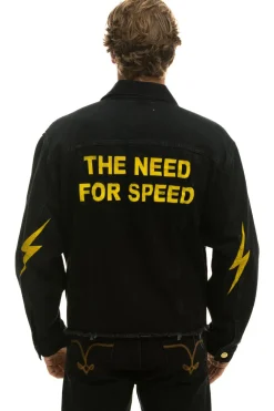 Denim | Denim | Aviator Nation NEED FOR SPEED OVERSIZED CROP DENIM JACKET - VINTAGE BLACK VINTAGEBLACK
