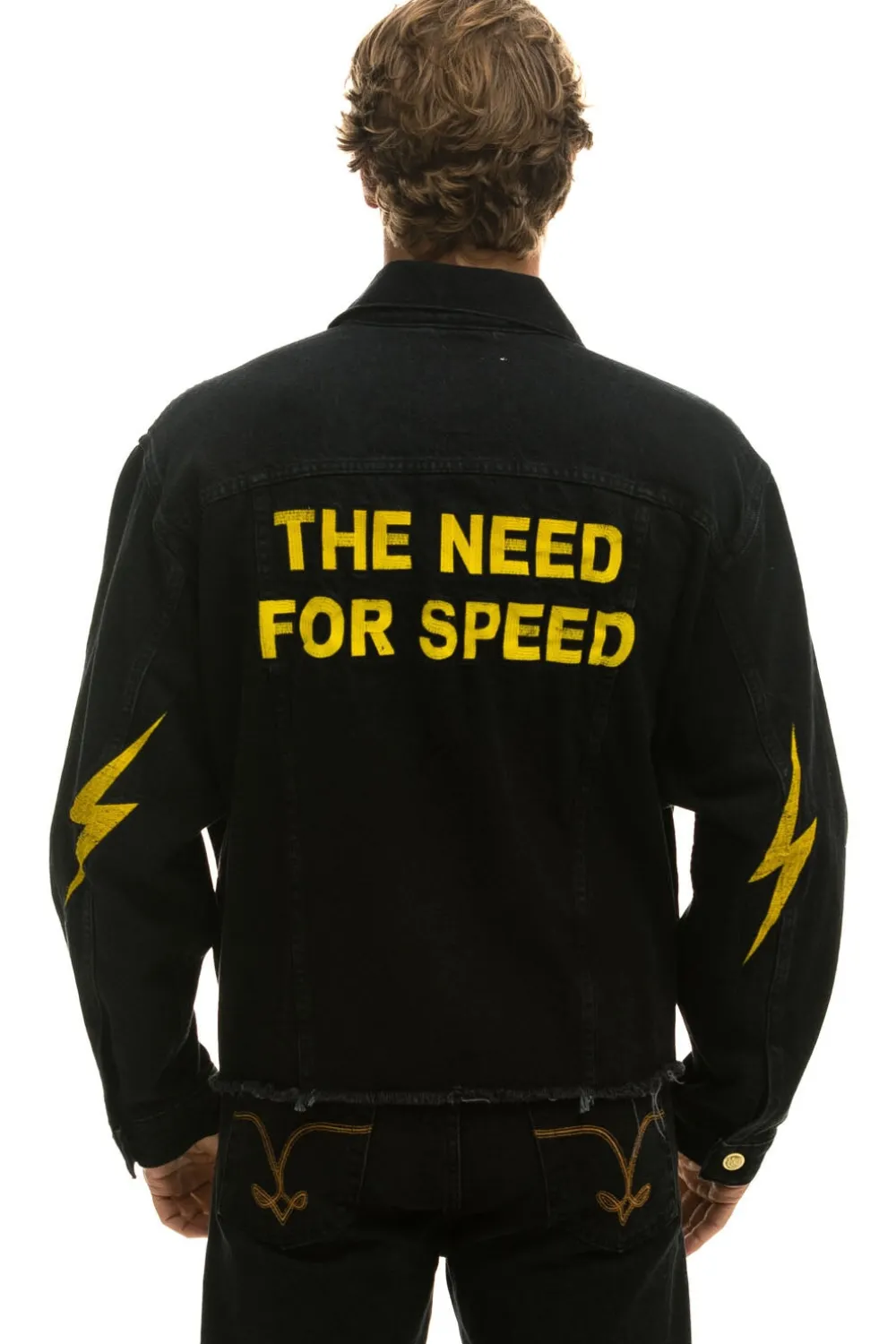 Denim | Denim | Aviator Nation NEED FOR SPEED OVERSIZED CROP DENIM JACKET - VINTAGE BLACK VINTAGEBLACK