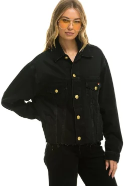 Denim | Denim | Aviator Nation NEED FOR SPEED OVERSIZED CROP DENIM JACKET - VINTAGE BLACK VINTAGEBLACK