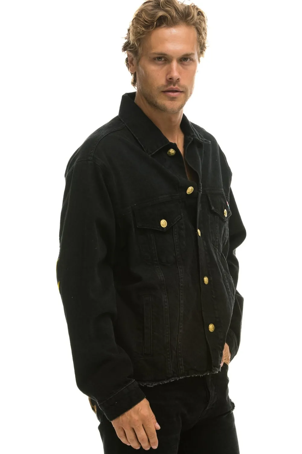 Denim | Denim | Aviator Nation NEED FOR SPEED OVERSIZED CROP DENIM JACKET - VINTAGE BLACK VINTAGEBLACK