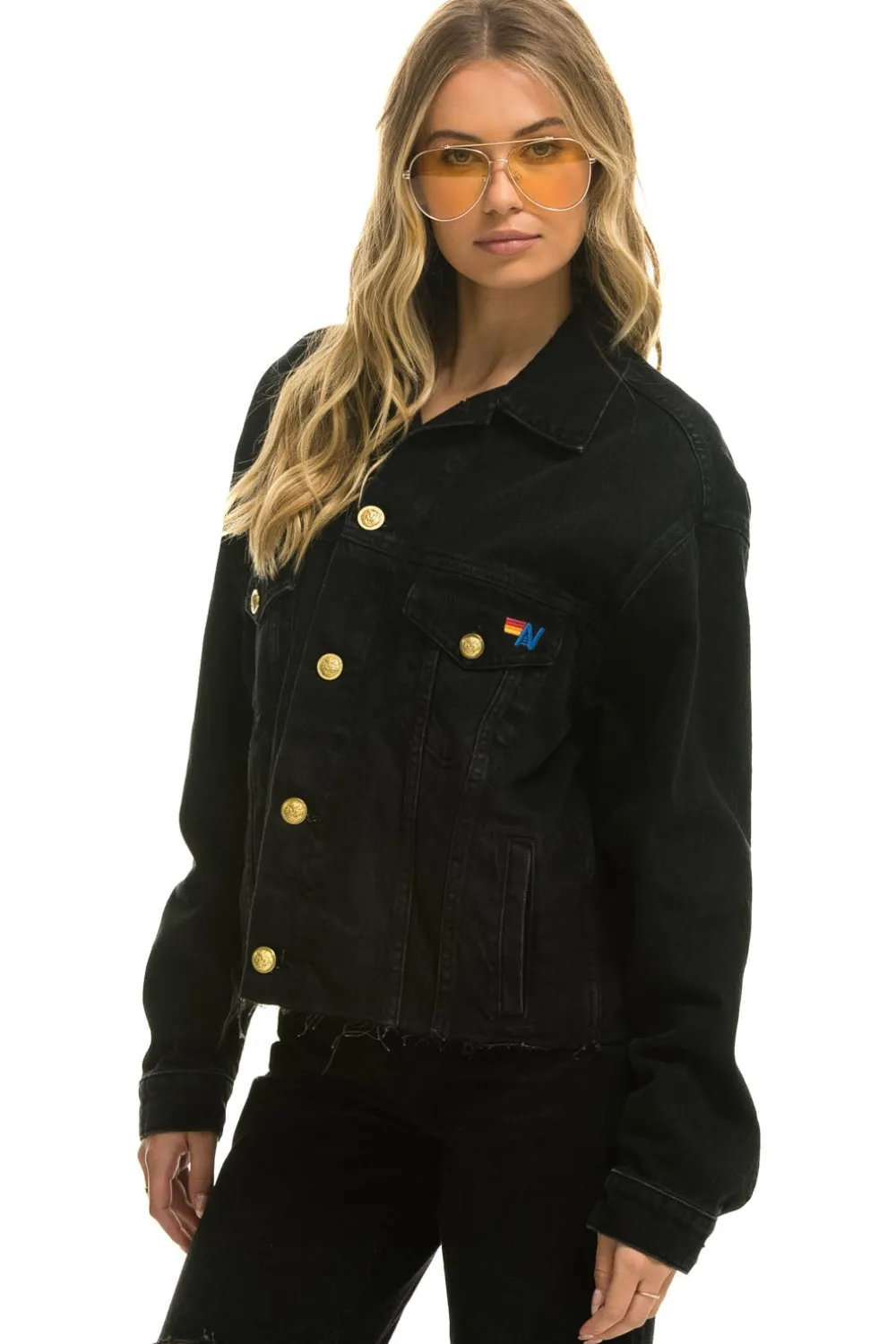 Denim | Denim | Aviator Nation NEED FOR SPEED OVERSIZED CROP DENIM JACKET - VINTAGE BLACK VINTAGEBLACK
