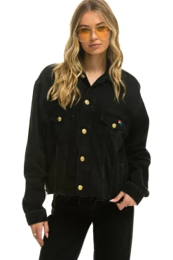 Denim | Denim | Aviator Nation NEED FOR SPEED OVERSIZED CROP DENIM JACKET - VINTAGE BLACK VINTAGEBLACK