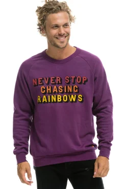 Sweatshirts | Sweatshirts | Aviator Nation NEVER STOP CHASING RAINBOWS CREW SWEATSHIRT - PURPLE