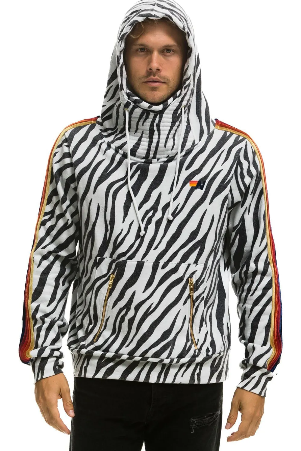 Hoodies | Hoodies | Aviator Nation NINJA PULLOVER HOODIE - ZEBRA