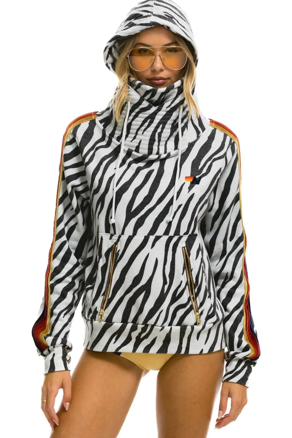 Hoodies | Hoodies | Aviator Nation NINJA PULLOVER HOODIE - ZEBRA