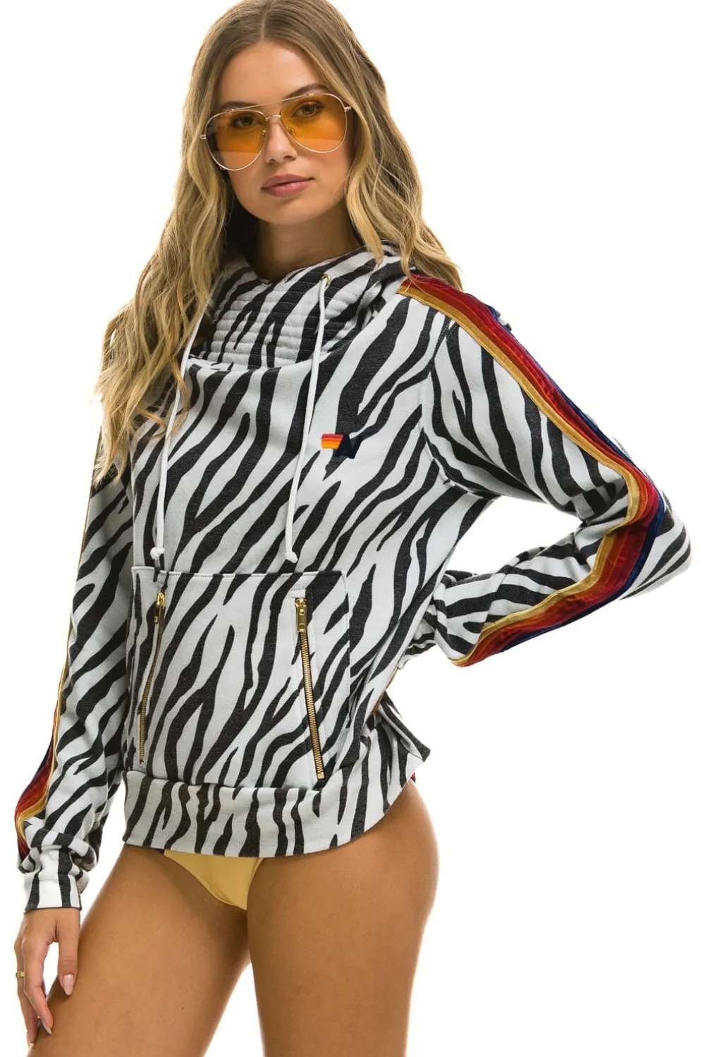 Hoodies | Hoodies | Aviator Nation NINJA PULLOVER HOODIE - ZEBRA