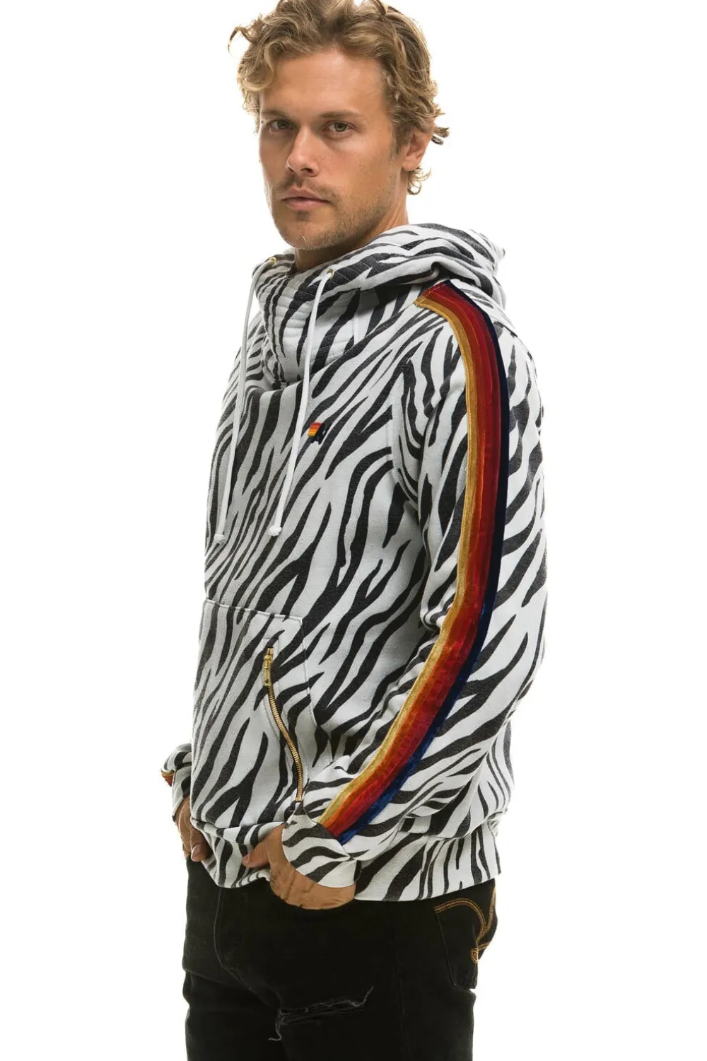 Hoodies | Hoodies | Aviator Nation NINJA PULLOVER HOODIE - ZEBRA