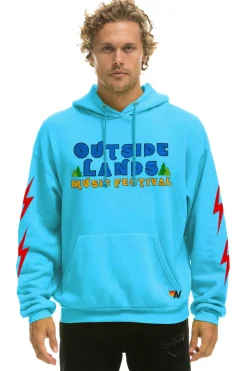 Hoodies | Collab Merchandise | Aviator Nation OUTSIDE LANDS 2024 RELAXED PULLOVER HOODIE - NEON BLUE NEONBLUE