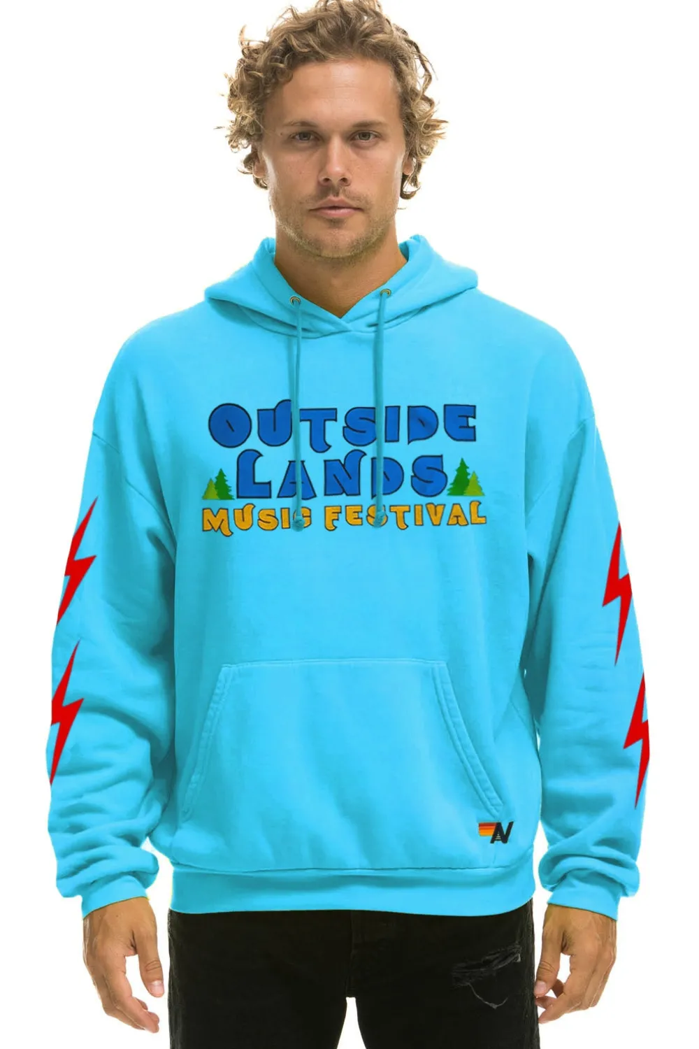 Hoodies | Collab Merchandise | Aviator Nation OUTSIDE LANDS 2024 RELAXED PULLOVER HOODIE - NEON BLUE NEONBLUE