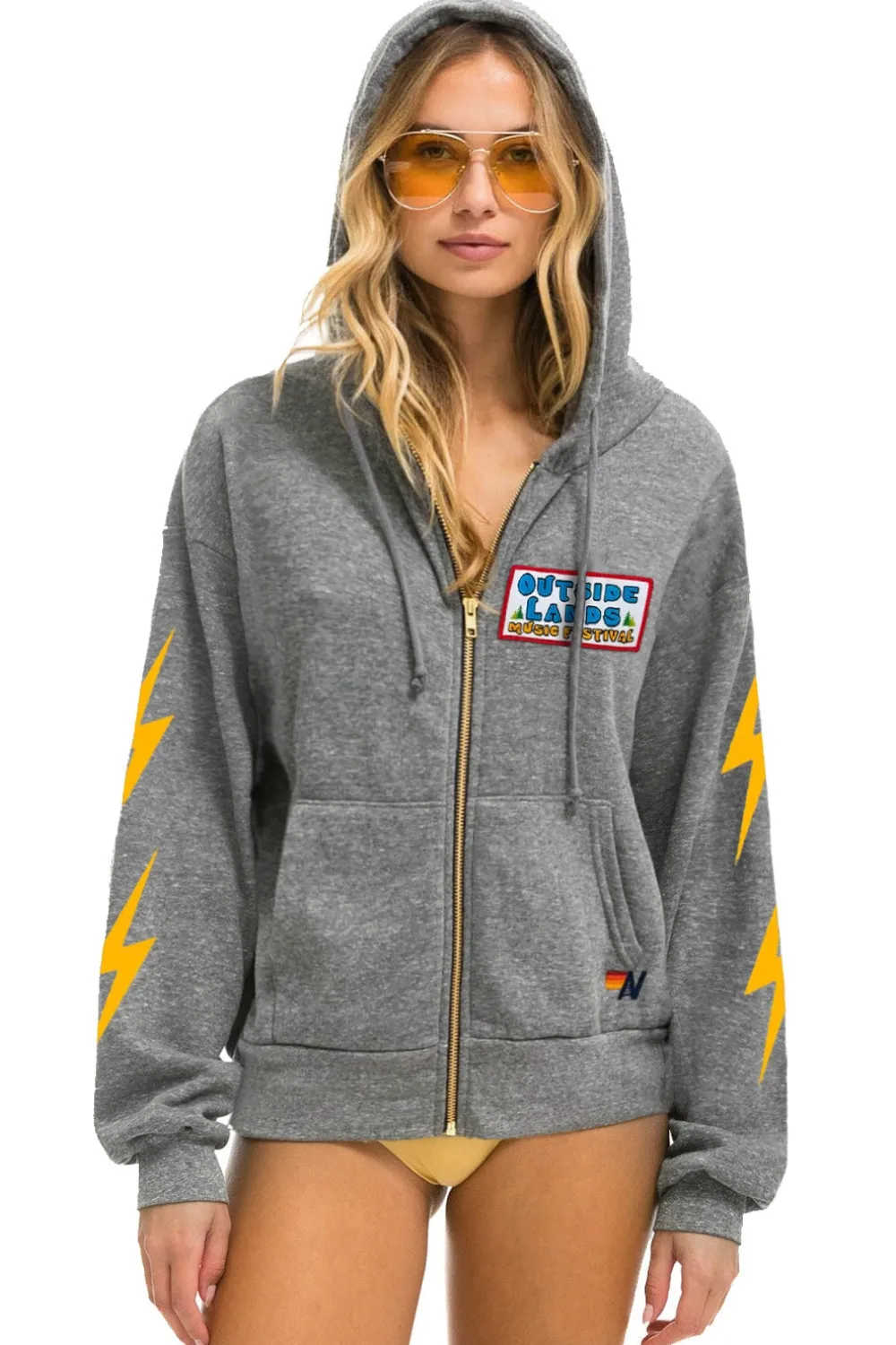 Hoodies | Collab Merchandise | Aviator Nation OUTSIDE LANDS 2024 RELAXED ZIP HOODIE - HEATHER GREY HEATHERGREY