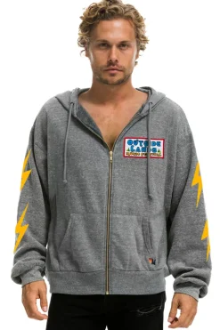 Hoodies | Collab Merchandise | Aviator Nation OUTSIDE LANDS 2024 RELAXED ZIP HOODIE - HEATHER GREY HEATHERGREY