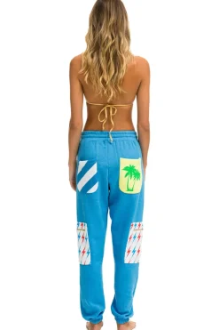Sweatpants | Aviator Nation PALM BOLT STRIPE CARGO COLOR BLOCK SWEATPANTS - OCEAN // NEON YELLOW OCEAN//NEONYELLOW